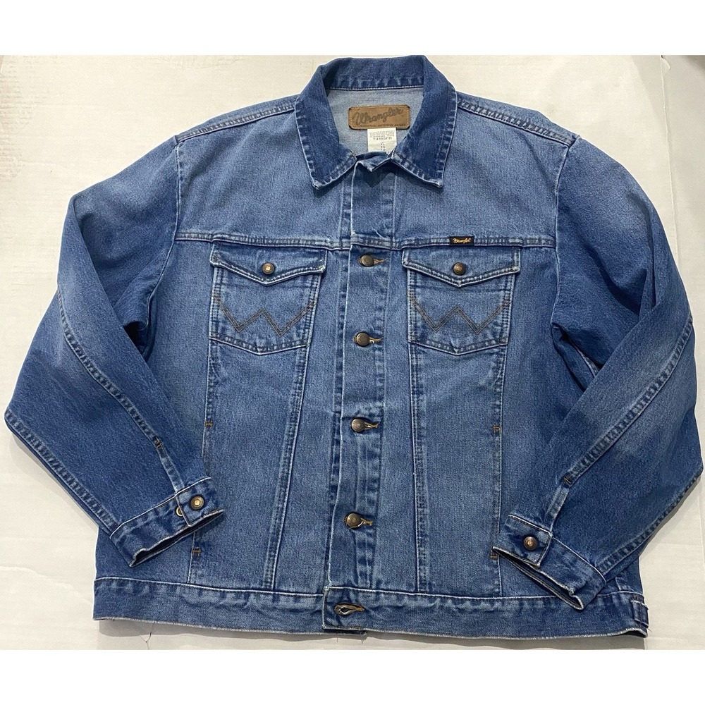 Vintage Wrangler Men's Blue Denim Trucker Jacket Size XL